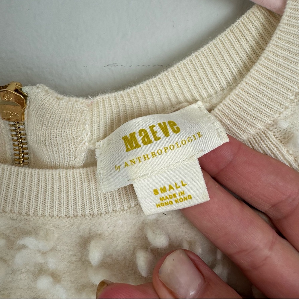 Anthropology Maeve Scottie Textured  wool Sweater Tee, size Small - Picture 11 of 12